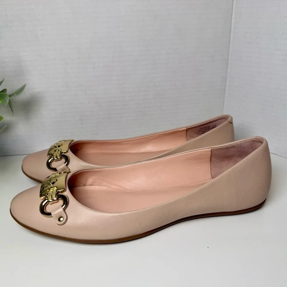 Kate Spade New York Phoebe Blush Pink Leather Ballet Flats Size 9.5M Preppy Chic